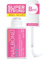 Super Strong Nail Glue for Press On Nails, Tips & False Nails (8ml) NYK1 NailBond Brush On Nail Glue Extra Strong for Press Ons, Tips & Acrylics – Long Lasting, Maximum Strength, Mess-Free Application
